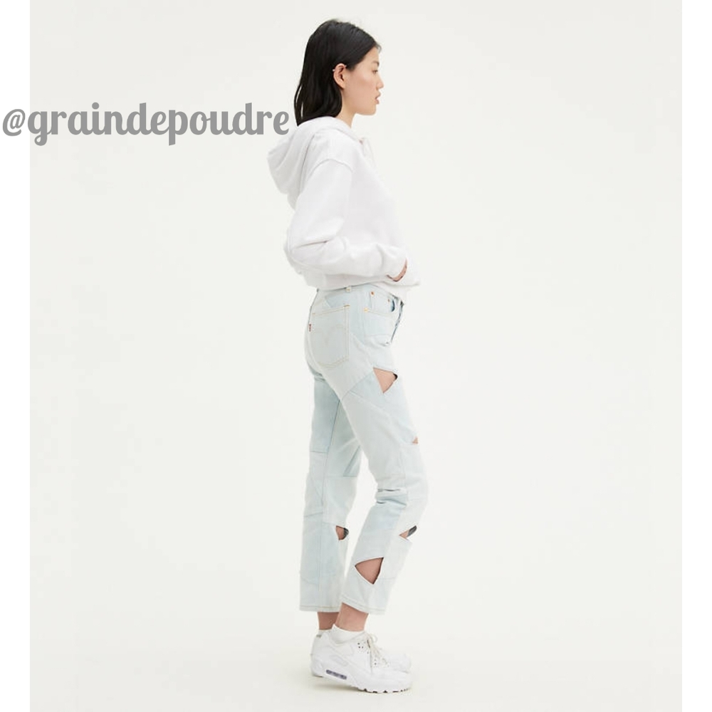 Rare! ♥️HP♥️ Levi's 501 Original Pieced Denim Cutout Cropped Women's Jeans 27x26 - Picture 2 of 4
